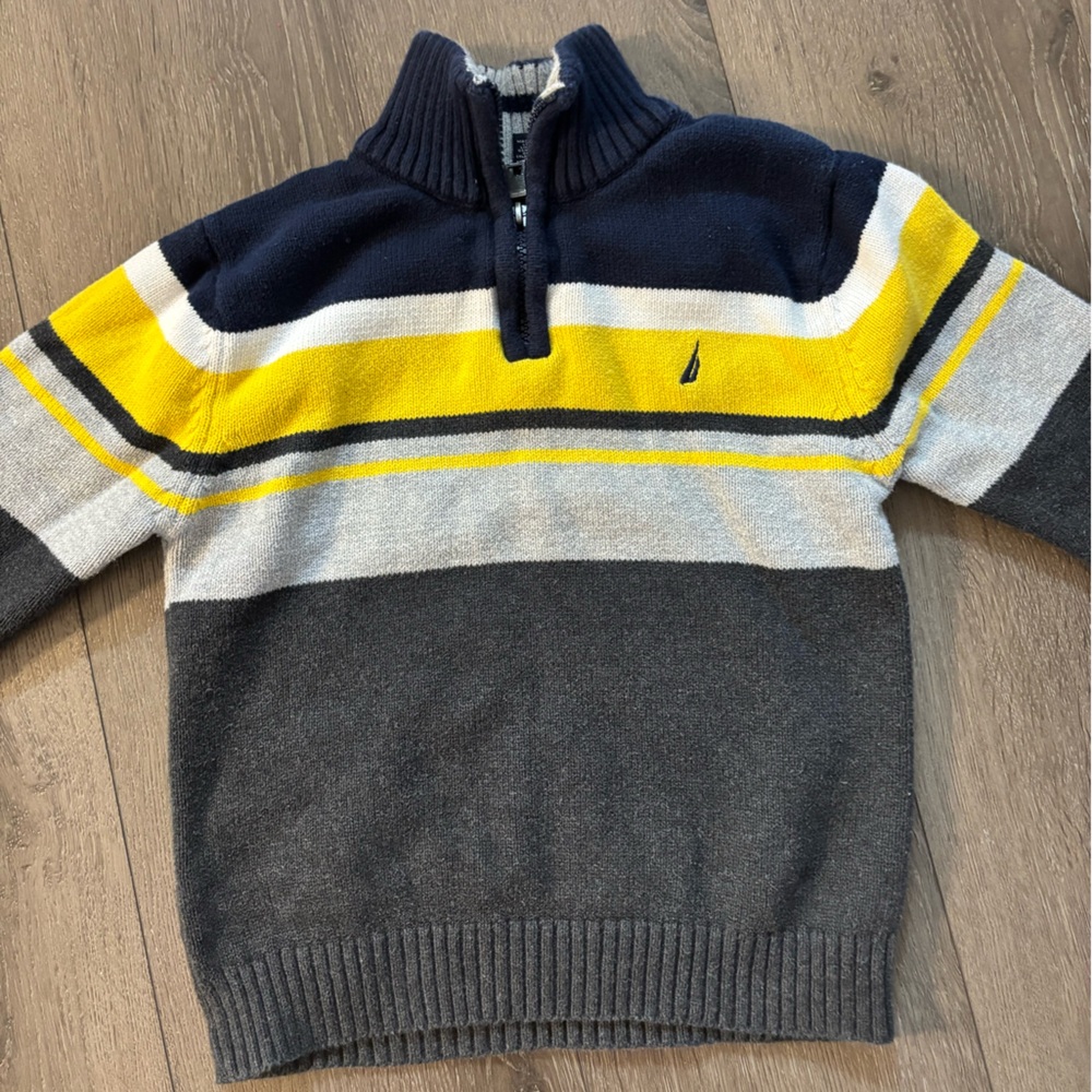 Nautica Kid's Striped Sweater - Navy, Yellow, Gray